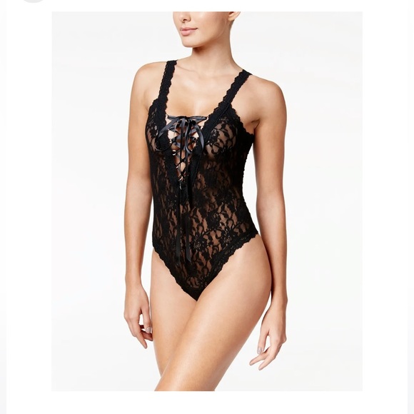 Hanky Panky After Midnight Collection Lace-Up Lace Bodysuit - Picture 2 of 10